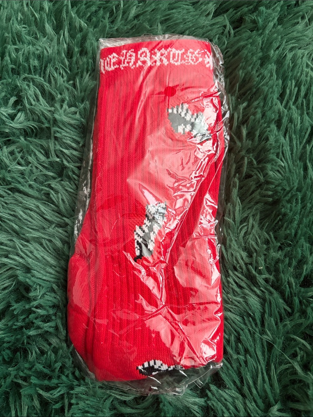 Red Chrome Heart Socks